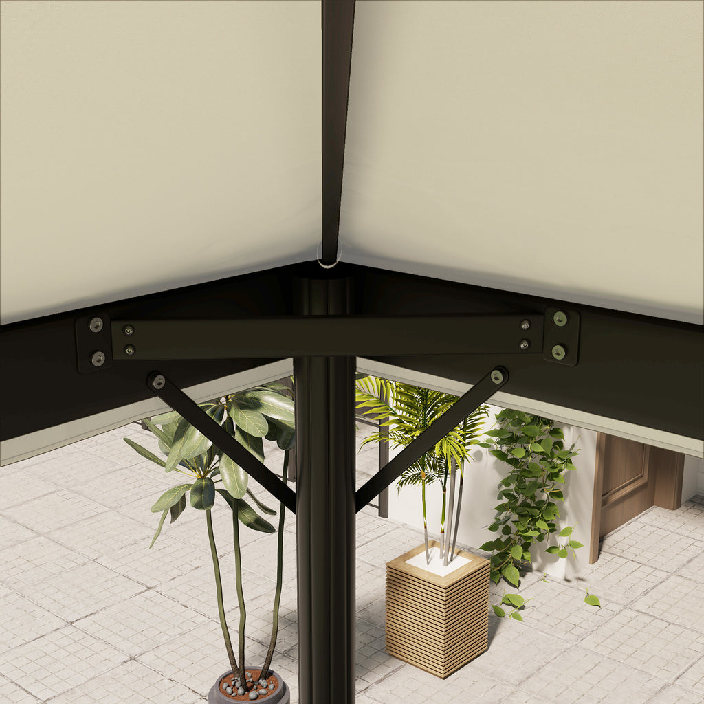 3x4m 2 Tier 600D Oxford Fabric Garden Gazebo Cover with Drainage Holes, Cream White