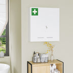 kleankin 6-Shelf Medicine Cabinet with Lock and 2 Keys, Steel, 55x18x60 cm, White - Borgè