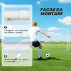 HOMCOM Football Goal for Garden and Park with 6 U-Shaped Pegs, in PE and Epoxy Metal, 301x120x200 cm, White
