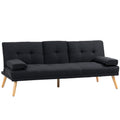 3-Seater Reclining Sofa Bed with Linen Effect Covering and Drop-leaf Table, Gray