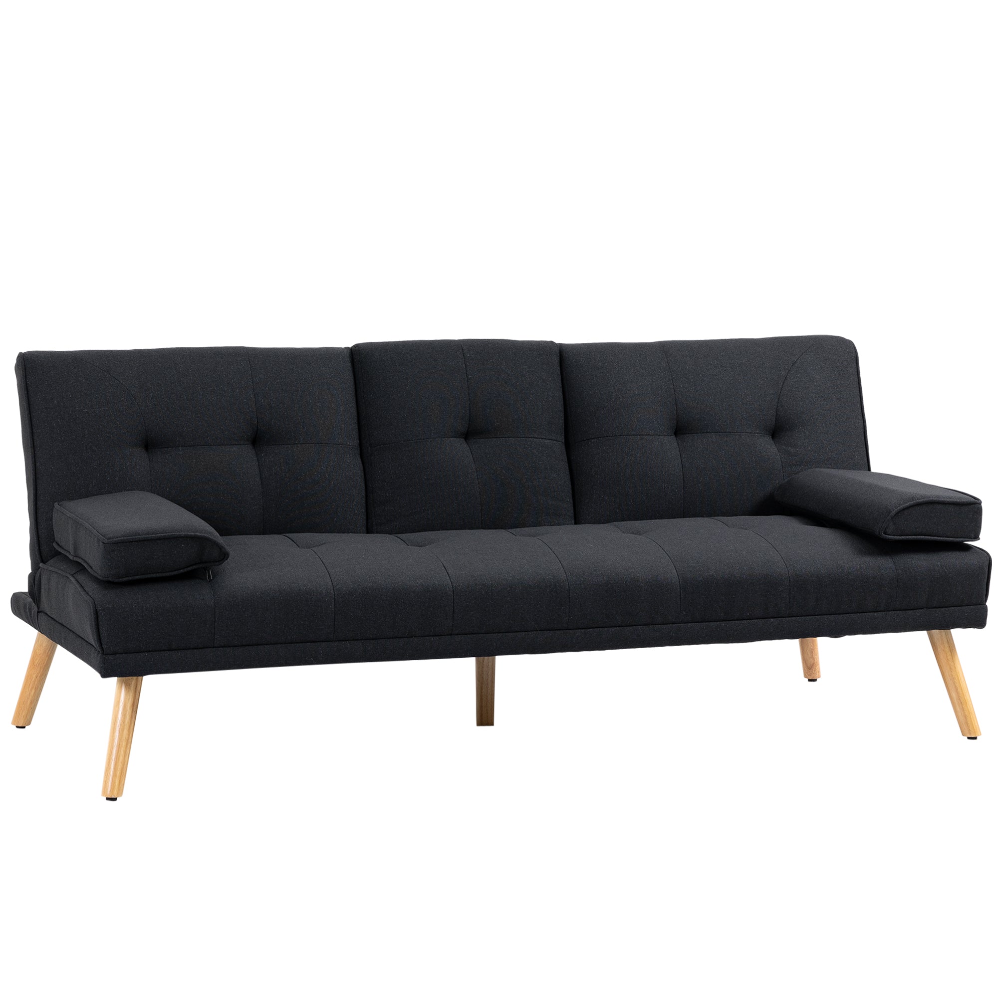3-Seater Reclining Sofa Bed with Linen Effect Covering and Drop-leaf Table, Gray