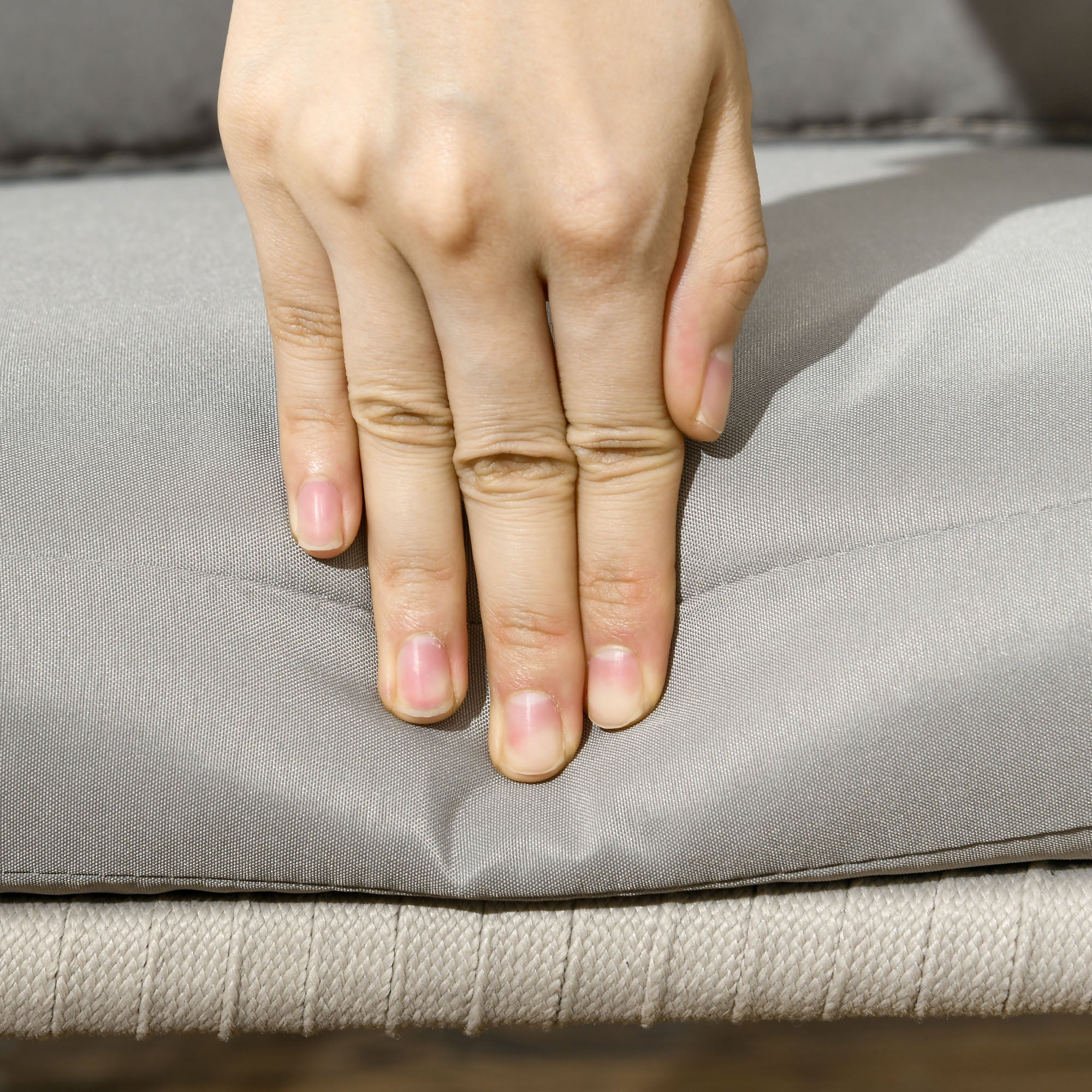 Outsunny set 2 boho -style garden chairs with rope coating and padded cushions, gray - Borgè