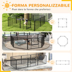8-Panel Modular Indoor/Outdoor Dog Playpen, Steel, 164x164x60 cm, Black