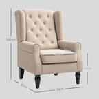 French Style Living Room Armchair with Padded Seat and Cushions, Polyester, 74x86x102 cm, Beige