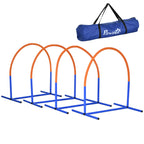 Dog Agility Set with 4 Modular Arches and Carrying Bag, in PE and ABS, 88x64x95 cm, Blue and Orange