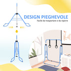HOMCOM Height-Adjustable Gymnastics Bar for Children with 2 Rings, Steel, 148x105x88-128 cm, Blue