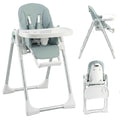 AIYAPLAY Folding High Chair for Babies 6-36 Months, Adjustable Height, Double Washable Tray and Wheels, Green