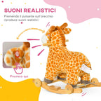 HOMCOM Giraffe Rocking Horse for Children Ages 3-6 with Wheels and Sounds, 63x38x63cm, Yellow