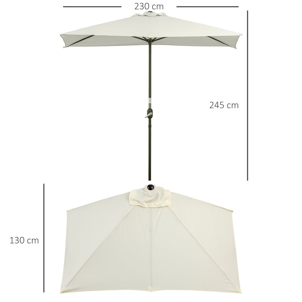 Space-Saving Crescent Wall-Mounted Umbrella with Crank Opening, Beige