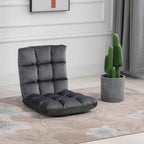 HOMCOM Velvet Floor Chair with 180° Reclining Backrest and Thick Padding, 55x71x53.5cm, Dark Grey