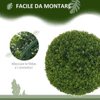 HOMCOM Set of 2 Artificial Boxwood Plants in PE, Ø40 cm, for Indoor and Outdoor Use, Green