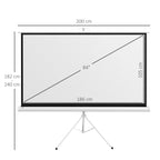Projector Screen 84" with Adjustable Tripod, Plastic and Metal, 200x8x118 cm, White