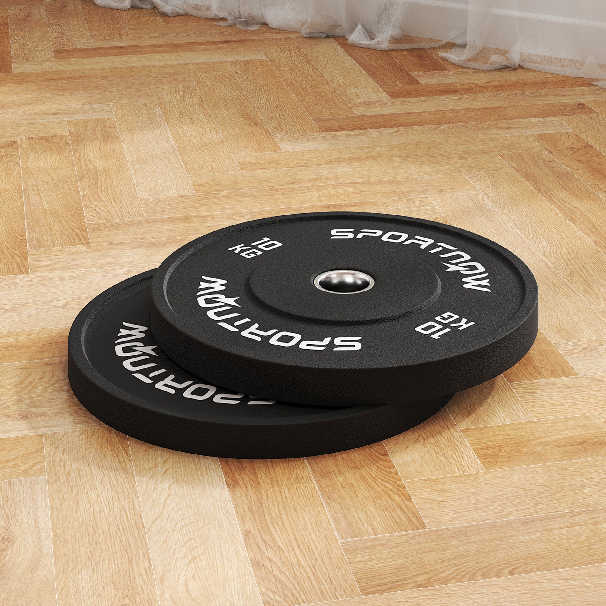 Set of 2 10kg Rubber Weight Discs with 2"/5 cm Hole for Dumbbells and Barbells, Black