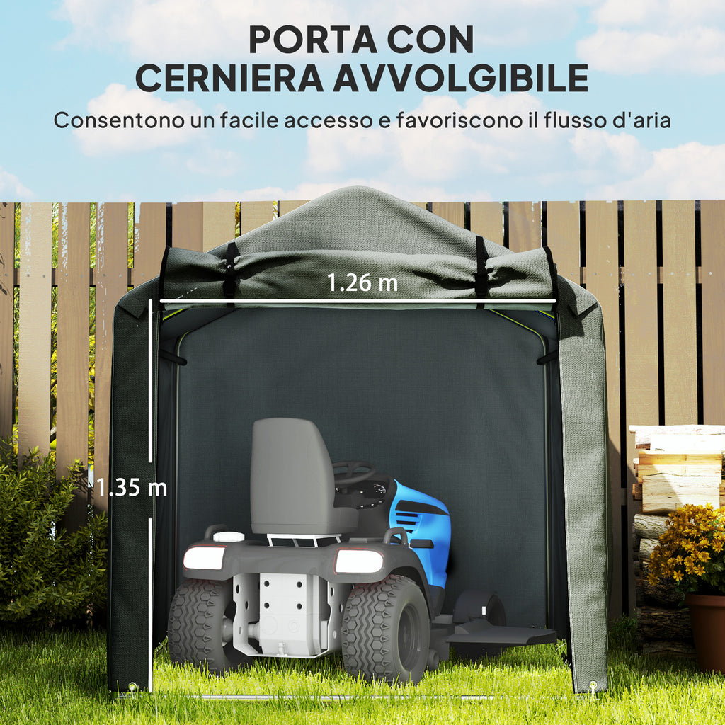 Garage Awning with Roller Entrance, Ropes and Pegs, in Galvanized Metal and PE, 220x157x165 cm, Dark Gray
