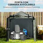 Garage Awning with Roller Entrance, Ropes and Pegs, in Galvanized Metal and PE, 220x157x165 cm, Dark Gray