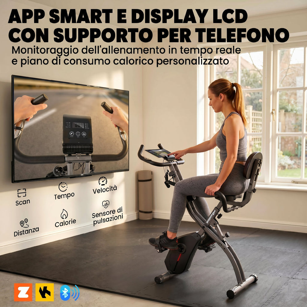 SPORTNOW Magnetic Exercise Bike with 8-Level Resistance, LCD Display and Bluetooth App, in Black Q195 Steel