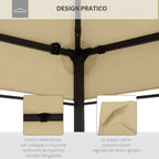 Replacement Cover for Gazebo 4x3 m in Anti-UV Polyester with 2 Tier Roof, Cream
