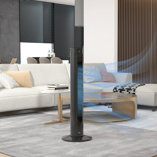 45W Tower Fan with 4 Modes and 3 Speeds with 12h Timer, in ABS, Ø31.5x93 cm, Black - Borgè
