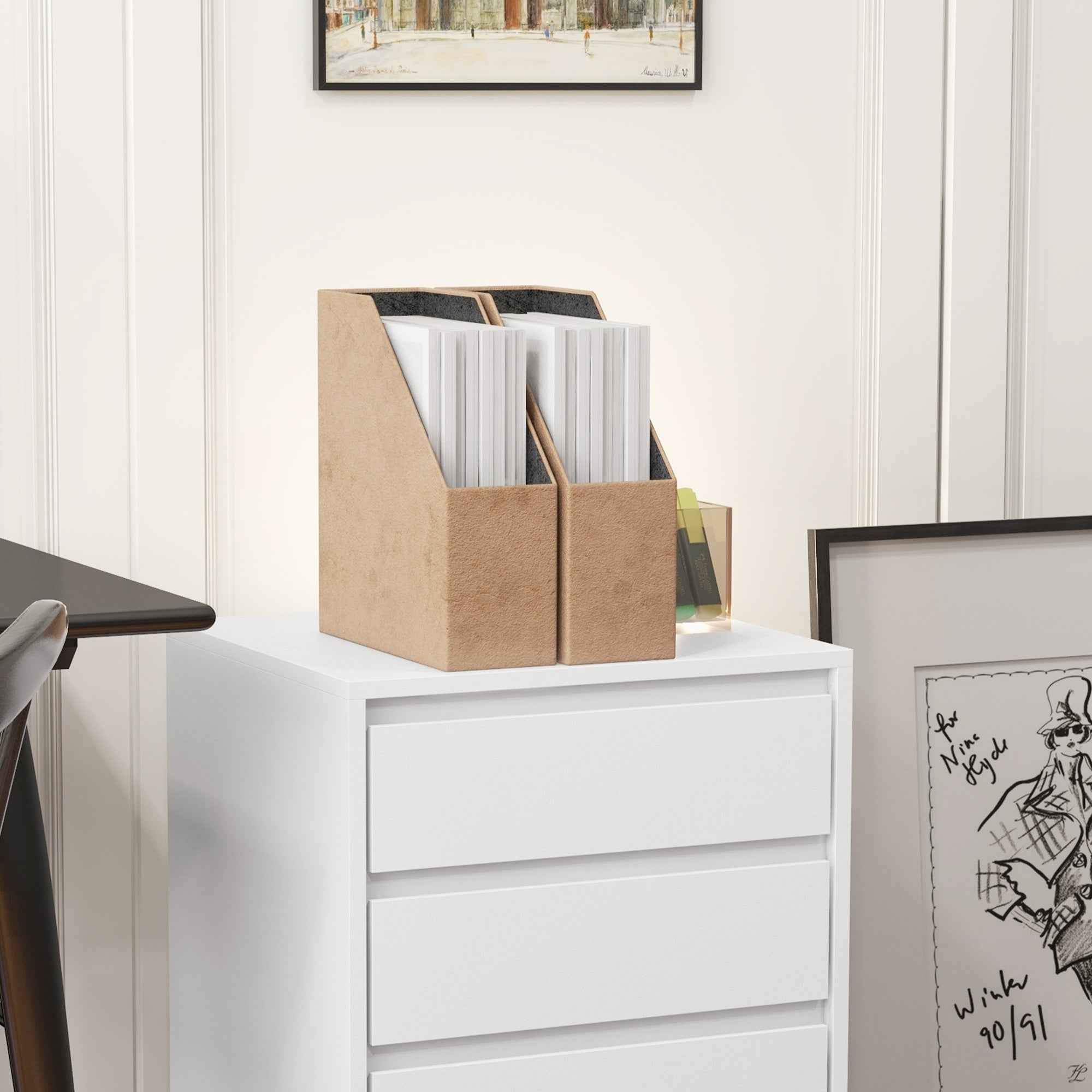 HOMCOM Office Drawer Unit with 4 Drawers and Braked Casters in MDF Wood, 46x40x65 cm, White