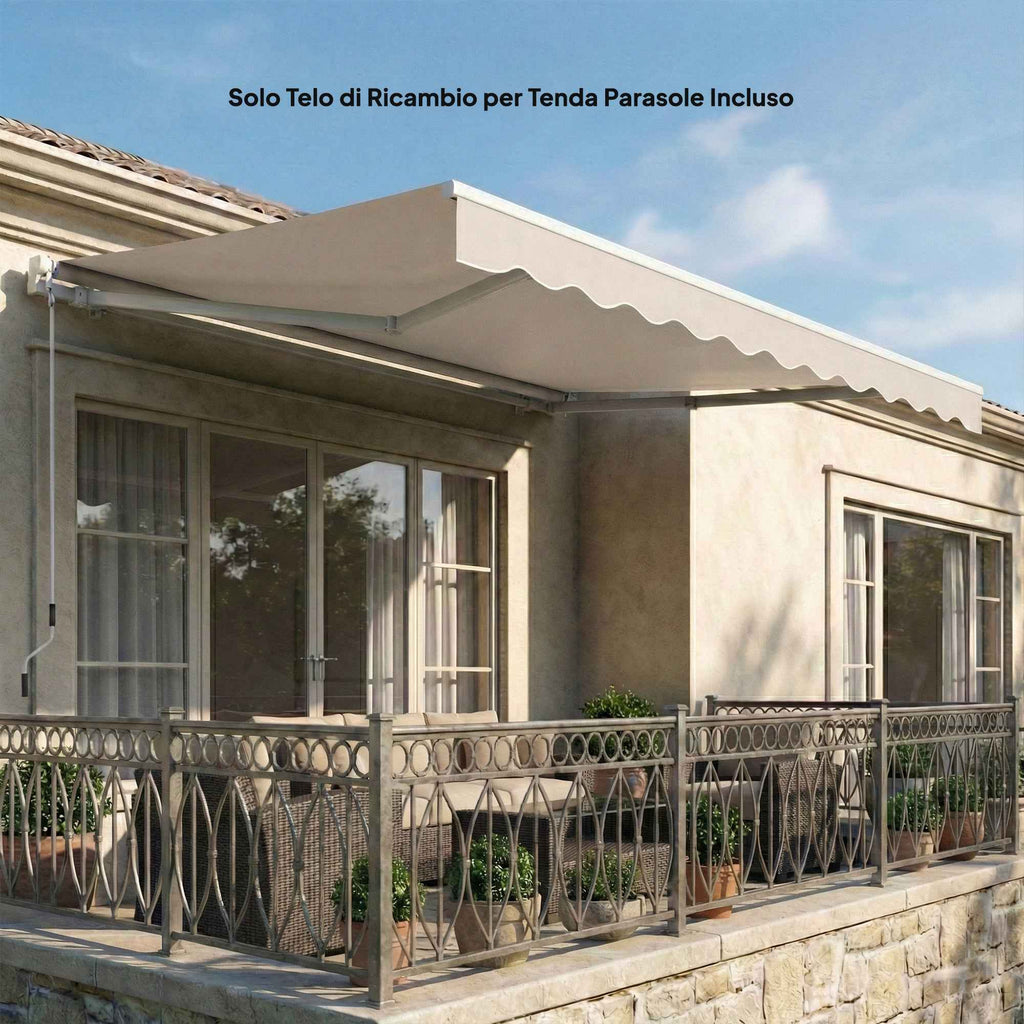 Outsunny Replacement Canopy for Retractable Awning, UV 50+ Polyester, 3.5x2.5 m, Cream
