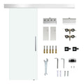 Homcom sliding door in transparent glass with track and aluminum handle for bathroom kitchen studio 210x75x0.8cm - Borgè