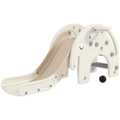 AIYAPLAY 3 in 1 Indoor Children's Slide with Basket and Elephant Design, Ages 1-3 Years, Cream White