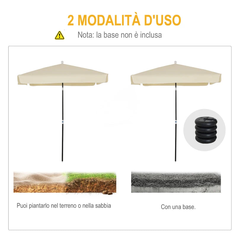 2x2m Outdoor Umbrella with Square Canopy, Adjustable and Portable Structure, Cream - Borge' Group Limited