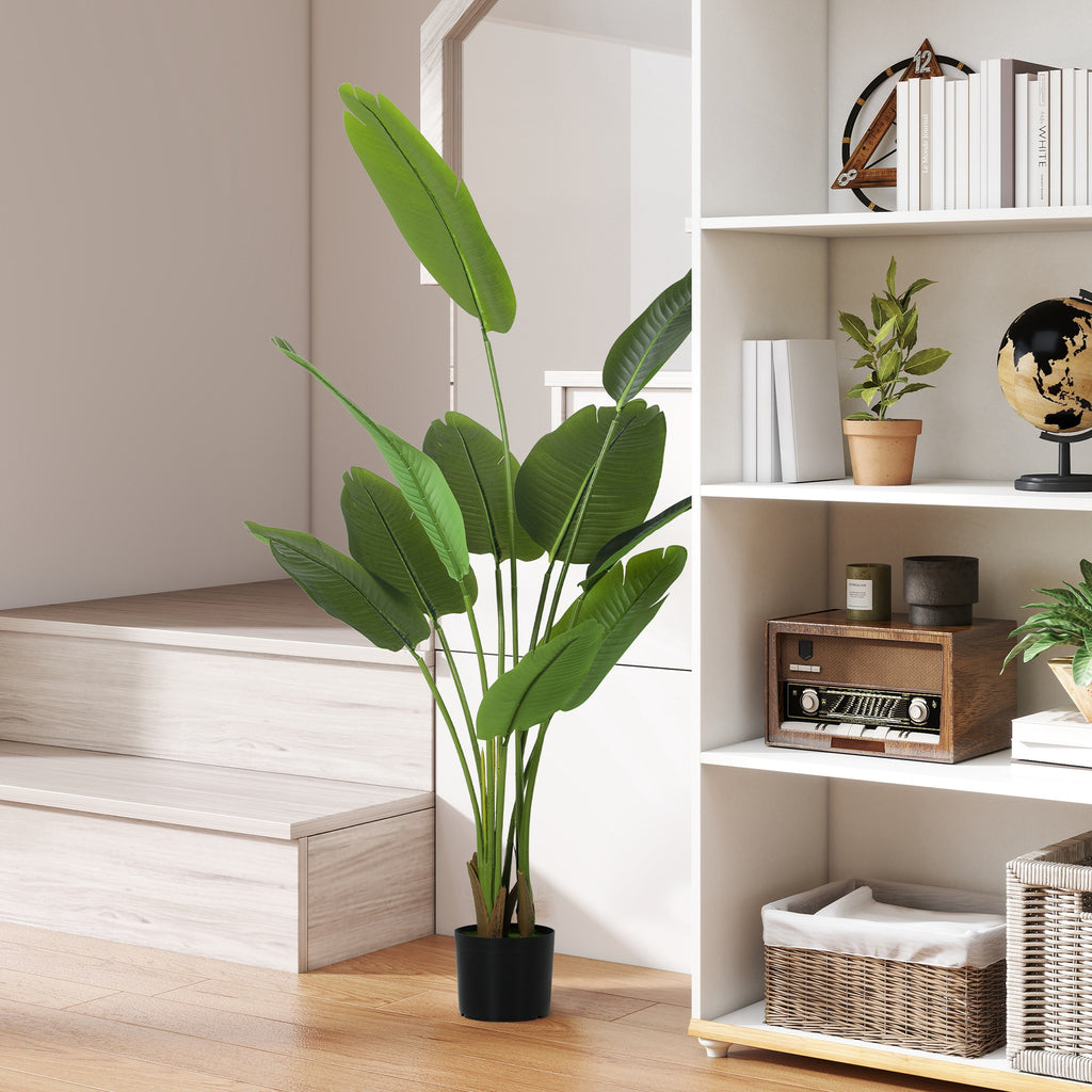 160cm Artificial Plant with 10 Leaves in Green PEVA with Ø16.5x13.5cm Pot