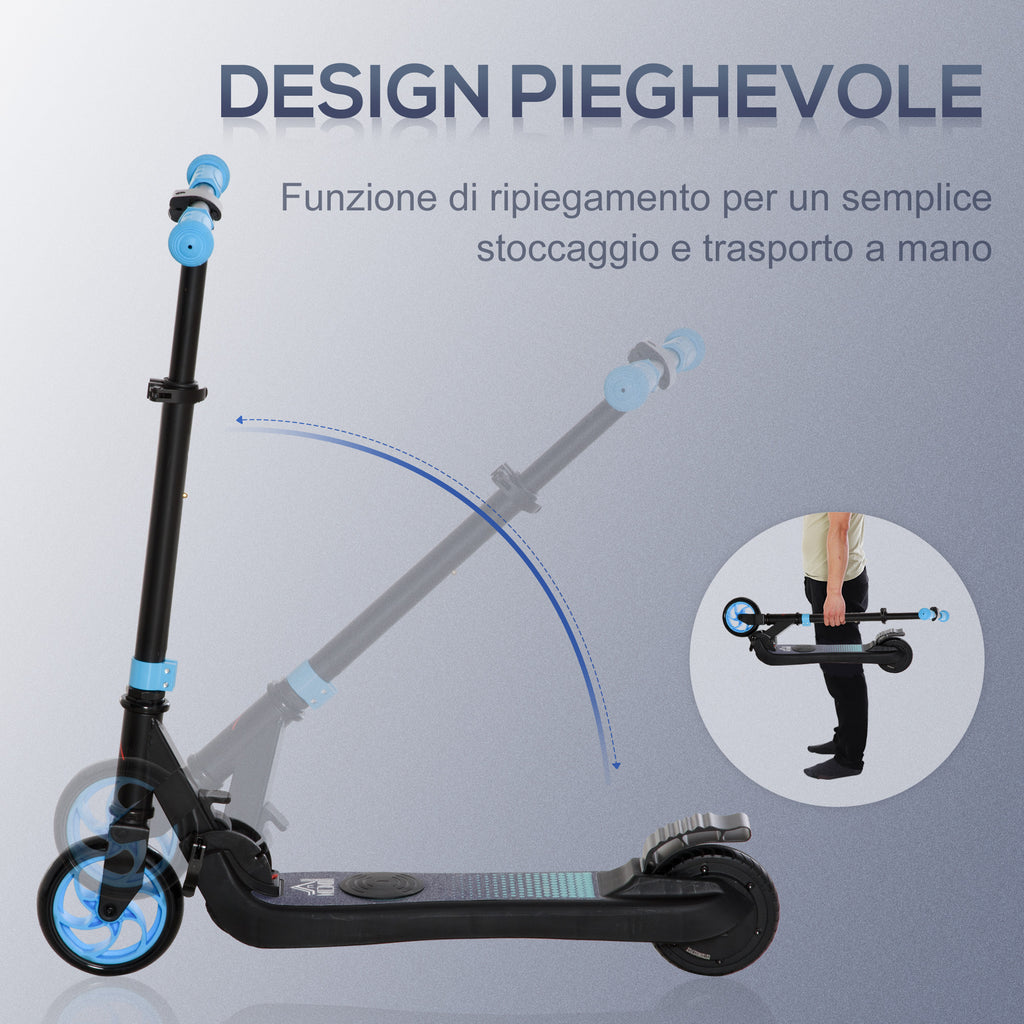 Folding Electric Scooter for Kids Ages 6+, Adjustable Height, 71 x 36.5 x 75-80 cm, Black and Blue