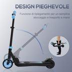 Folding Electric Scooter for Kids Ages 6+, Adjustable Height, 71 x 36.5 x 75-80 cm, Black and Blue