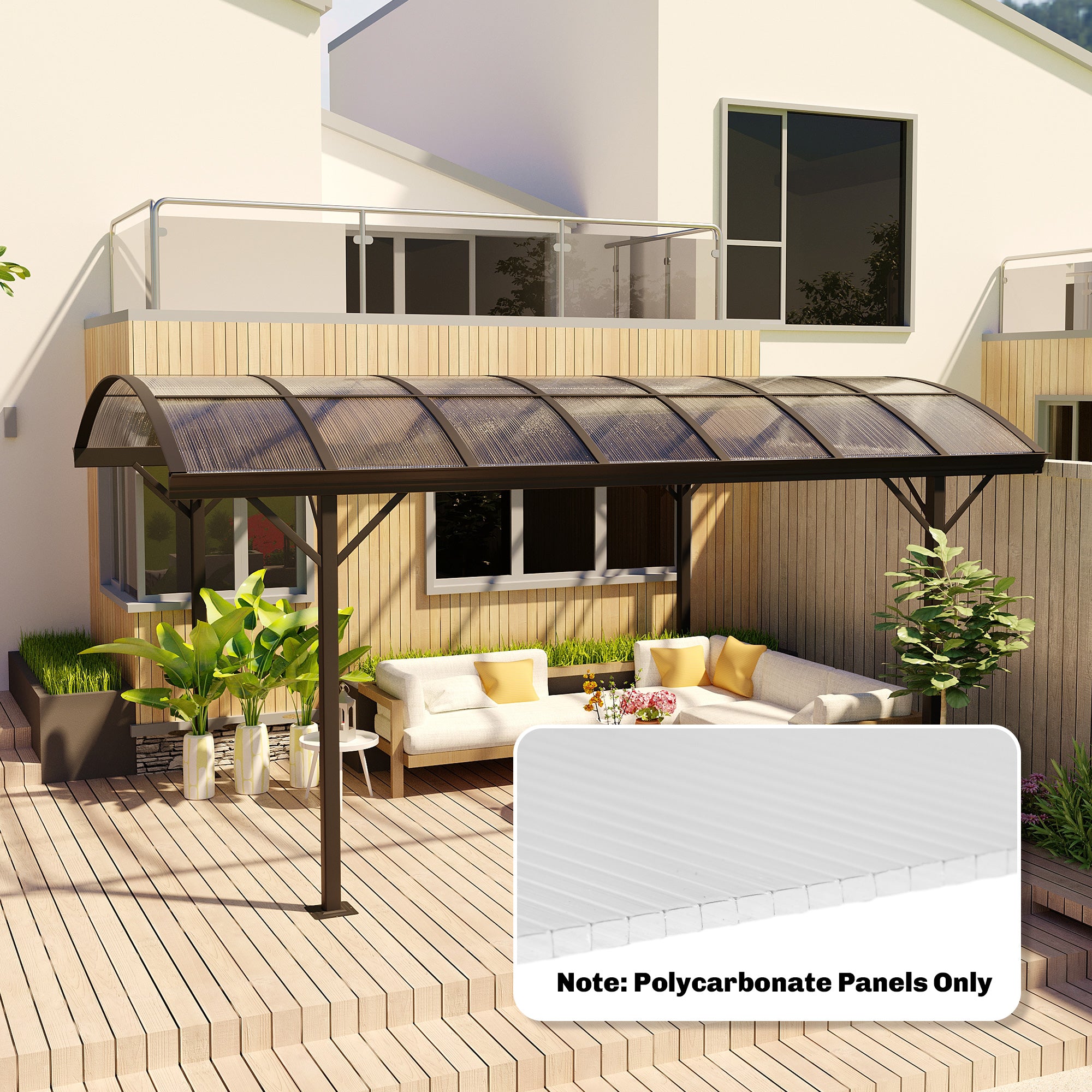 Outsunny Set of 10 Polycarbonate Honeycomb Sheets, 120x60 cm, Anti-UV, Cuttable, for Greenhouses and Canopies, Roofs