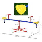 Outsunny 360° Rotating Double Seesaw Children's Swing in Metal and PP, Ages 3-8 Years, 182x77x63cm Multicolor