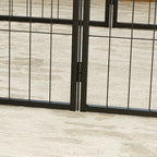 Dog Fence with 6 Modular Panels 80x1.5x60 cm in Black Steel with Entrance Door
