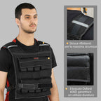 SPORTNOW Adjustable Weight Vest 20kg with 20 Weights, Vest with Reflective Strips, 50x40 cm, Black