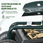 Outsunny Garden Cart with Adjustable Seat and Bottom Tray, Steel and PP, 83x36.5x45-60 cm, Dark Green