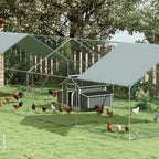 PawHut Outdoor Wooden Chicken Coop with 2 Brooding Nests, Removable Tray and Asphalt Roof, Grey