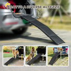 Folding Dog Ramp with Non-Slip Surface in MDF and Aluminum, 158x43.5x2.5 cm, Black