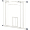 Small and Medium Dog Gate with Automatic Closing, in Steel and PA, 74-80x76 cm, White - Borgè