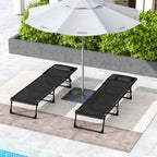 Outsunny Set of 2 Steel Sun Loungers with Reclining Backrest, 189x58x30 cm, Black