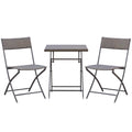 3-Piece Folding Garden Set, PE Rattan and Metal, 2 Chairs and Coffee Table, UV Protection, Balcony Furniture Set, for Patio and Backyard, Black