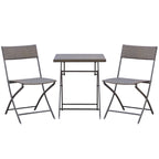 3-Piece Folding Garden Set, PE Rattan and Metal, 2 Chairs and Coffee Table, UV Protection, Balcony Furniture Set, for Patio and Backyard, Black