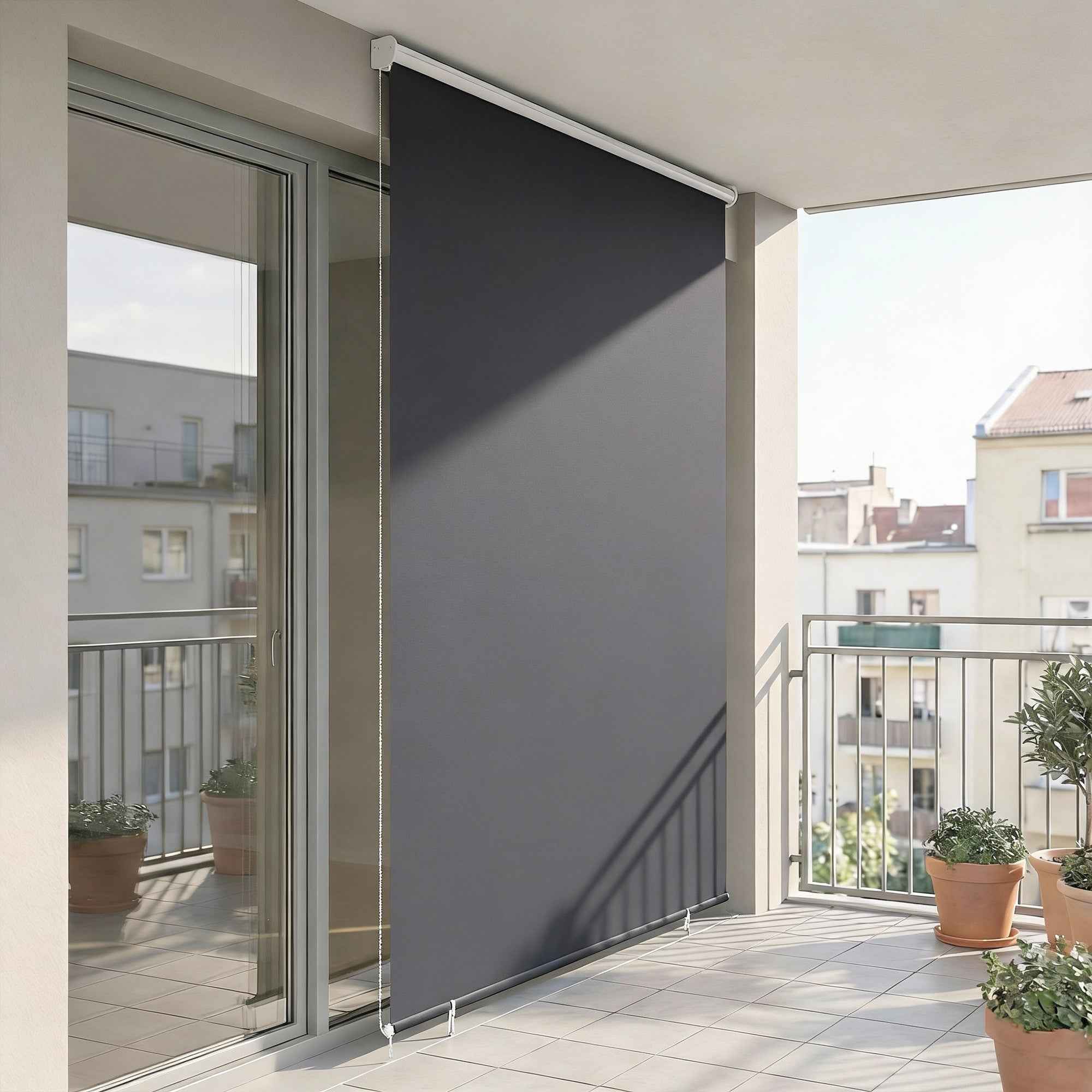 Outsunny Anti-UV Polyester Roller Blind with Chain, 240x160 cm, Dark Grey