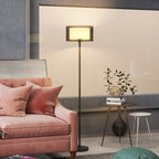 Modern Floor Lamp with Double Lampshade and Foot Switch, Ø33 x 152.5 cm, Black