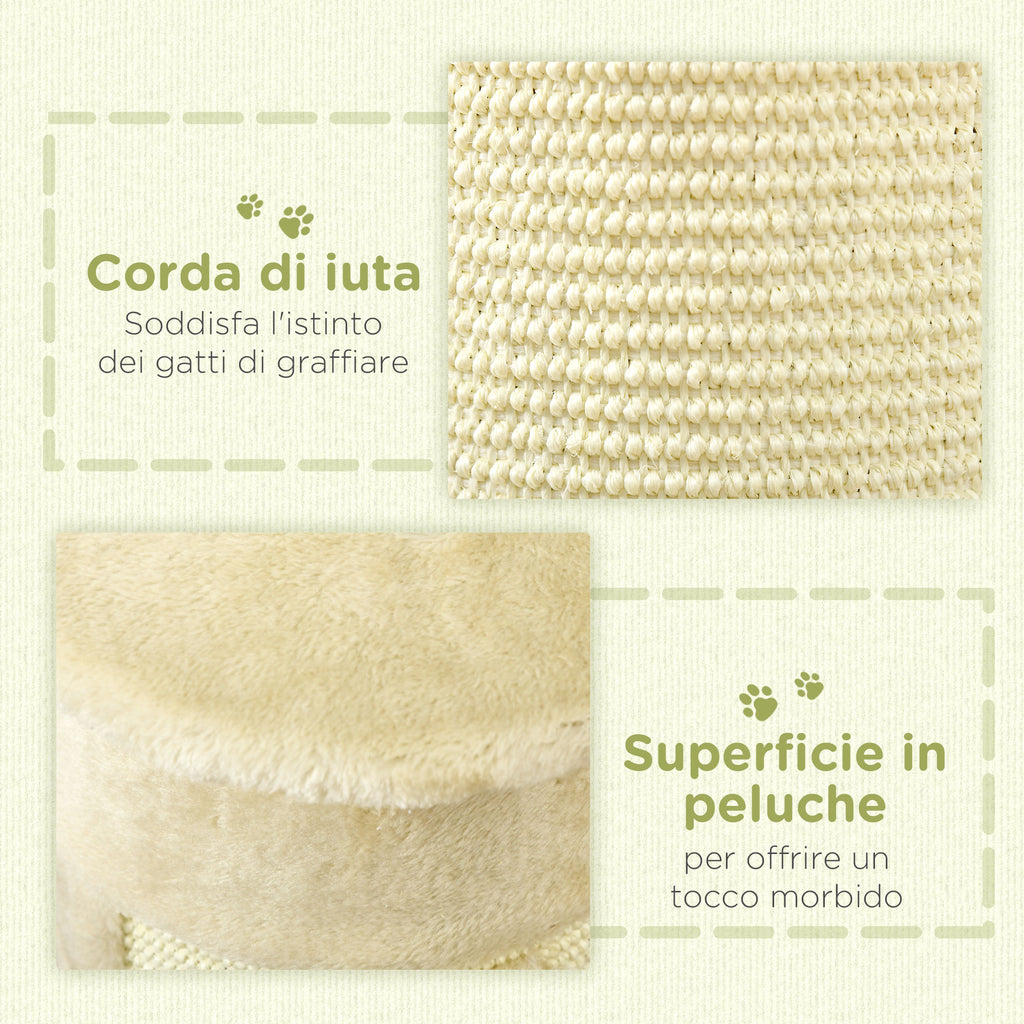 Cat Scratching Post for Cats up to 5kg with 2 Sisal Balls and Plush, 34x25.5x58cm, Beige