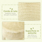 Cat Scratching Post for Cats up to 5kg with 2 Sisal Balls and Plush, 34x25.5x58cm, Beige