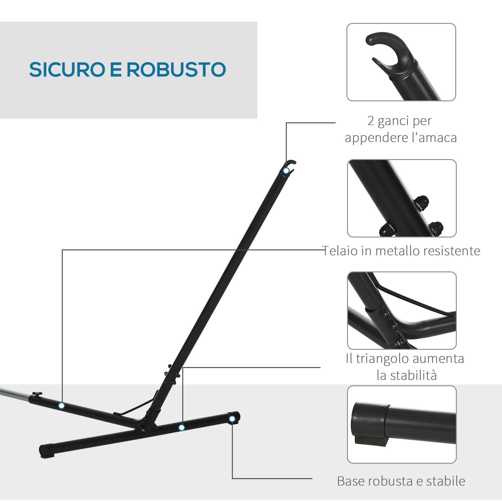 Outsunny Adjustable Hammock Support Frame Max. Capacity 120kg