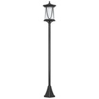 Outsunny Solar Street Lamp with 6-Hour Battery Life and Ground Anchoring, in Polycarbonate and ABS IP44, 17x17x127 cm, Black