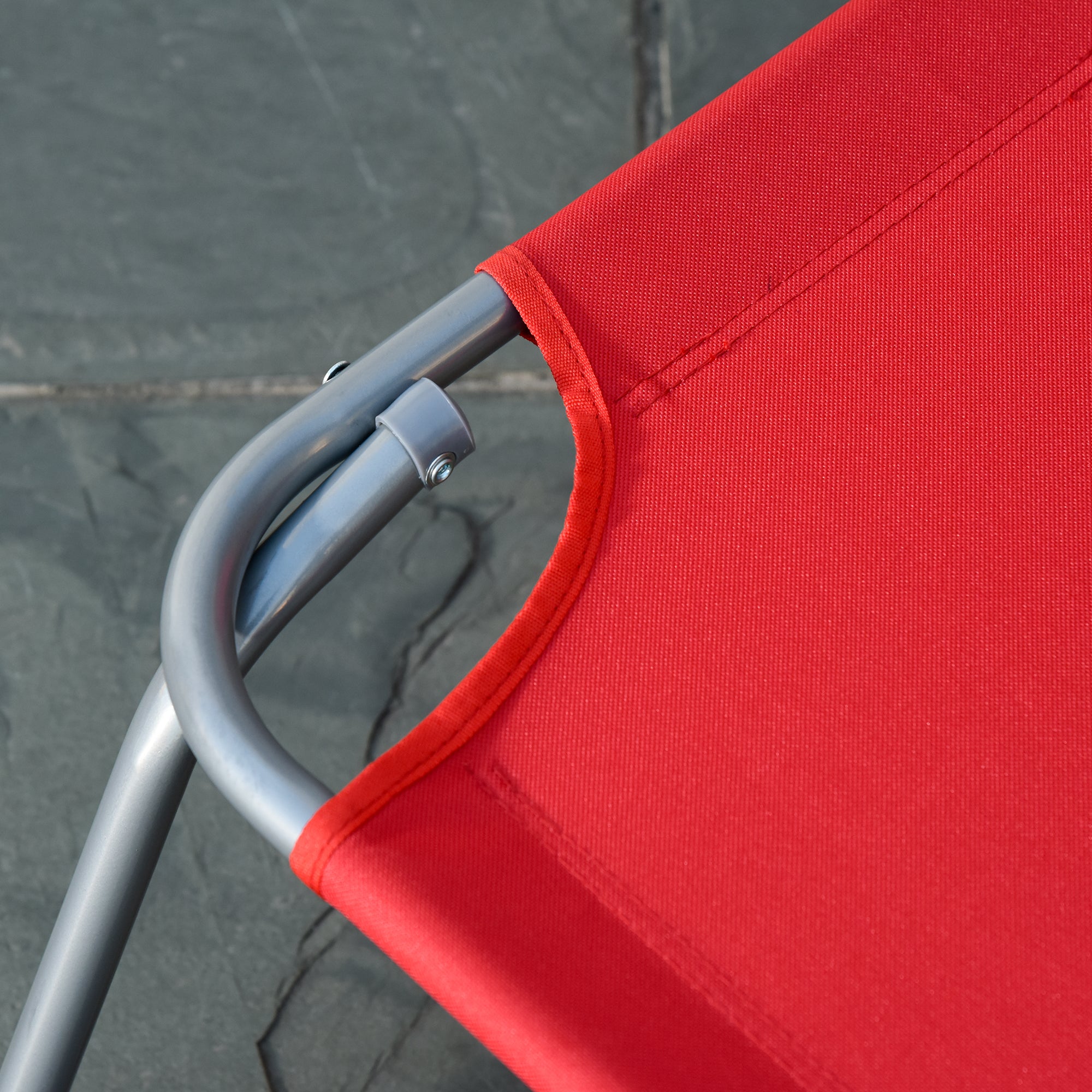 Outsunny Folding Sun Lounger with 5-Level Reclining Backrest, 187x55x24cm, Red