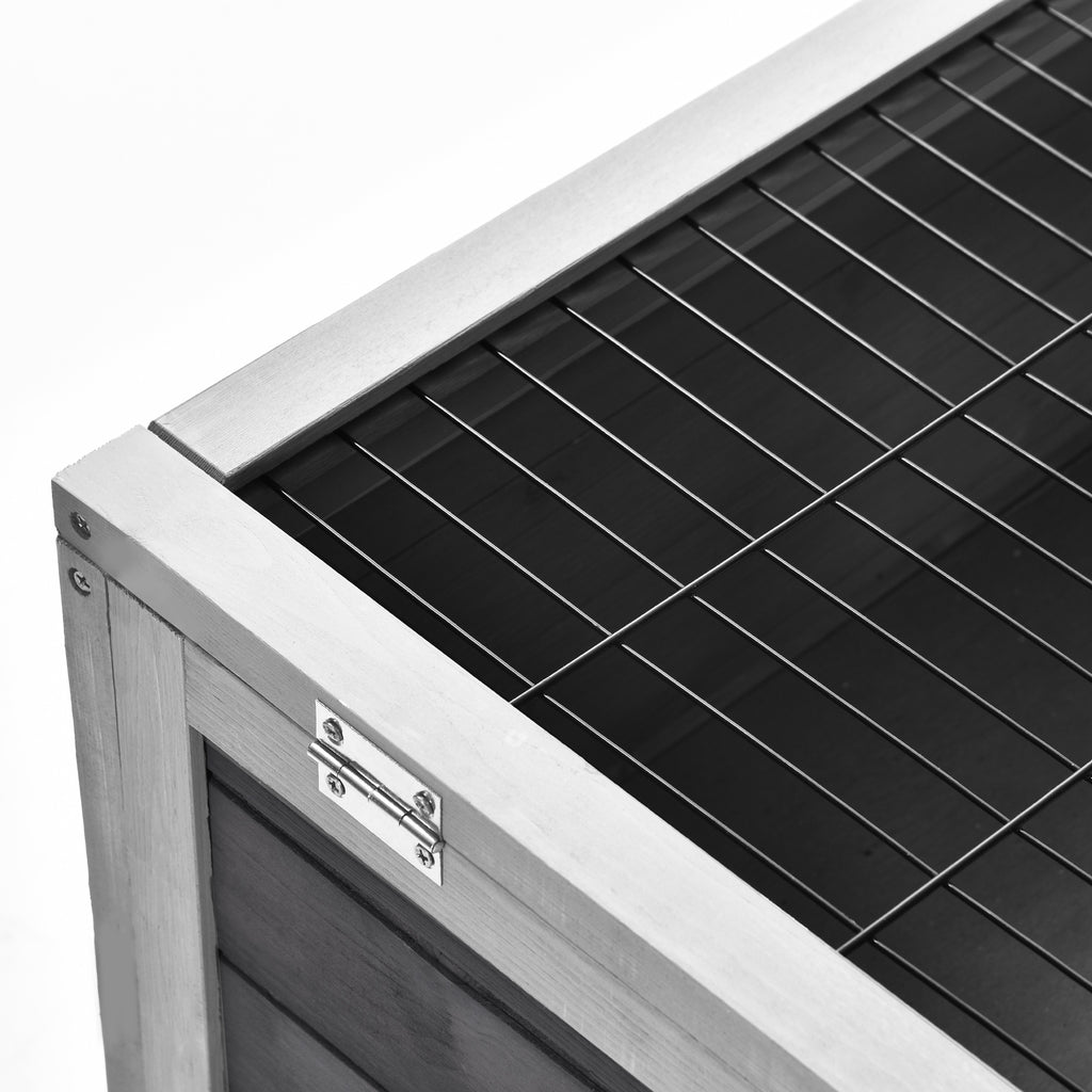 Wooden Rabbit Hutch with 4 Wheels, Rabbit House and Ramp, 90x53x59cm, Grey