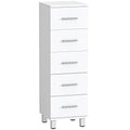 5-Drawer Chest of Drawers for Bedroom and Living Room, FSC Wood, 30x30x95 cm, White